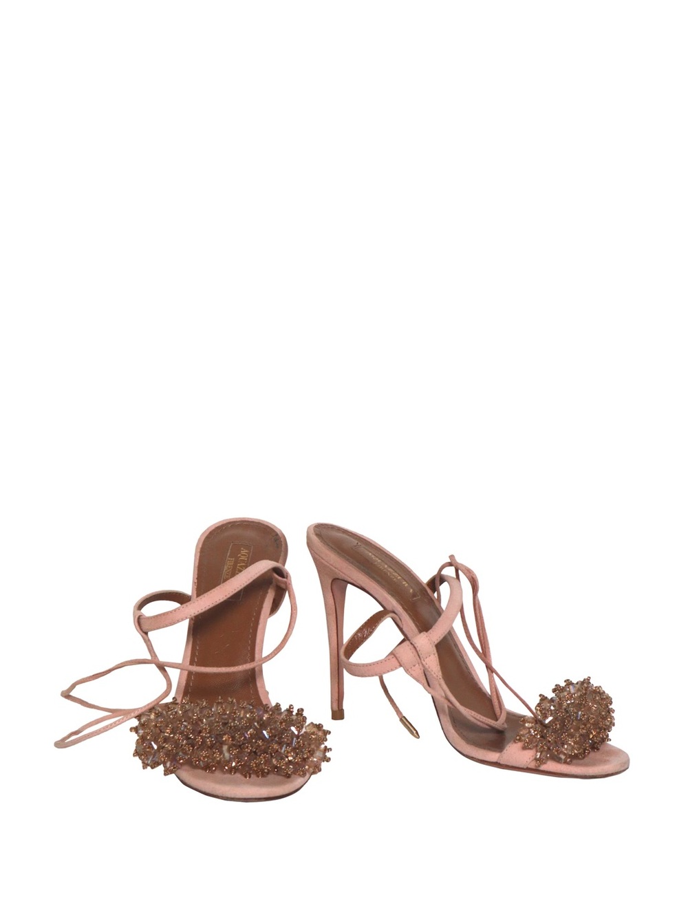 Aquazzura Blush Pink Beaded Heels